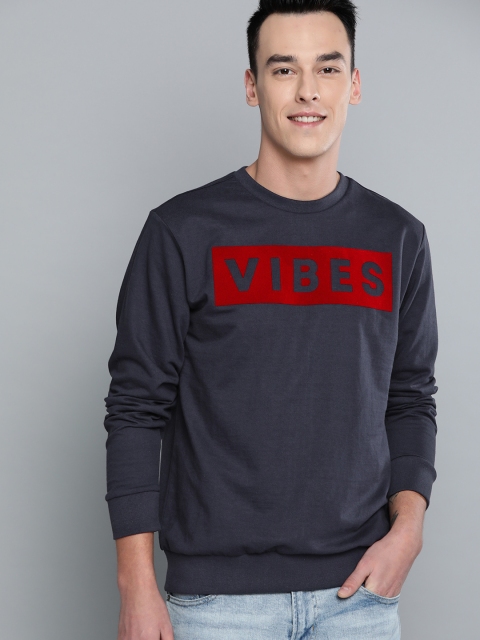 

Mast & Harbour Men Navy Blue & Red Printed Sweatshirt