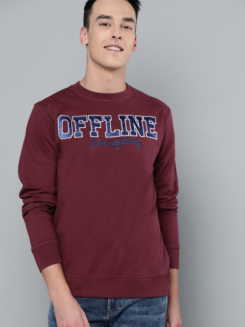

Mast & Harbour Men Burgundy Applique Detail Sweatshirt