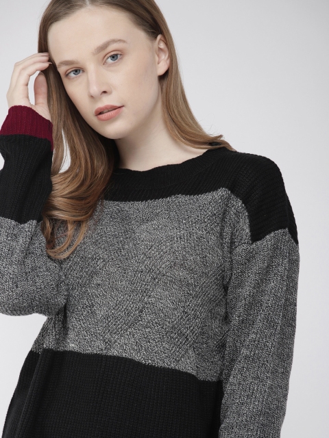 

Harvard Women Charcoal & Black Colourblocked Sweater