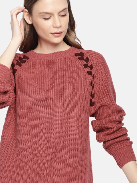 

Harvard Women Pink Self Design Pullover Sweater