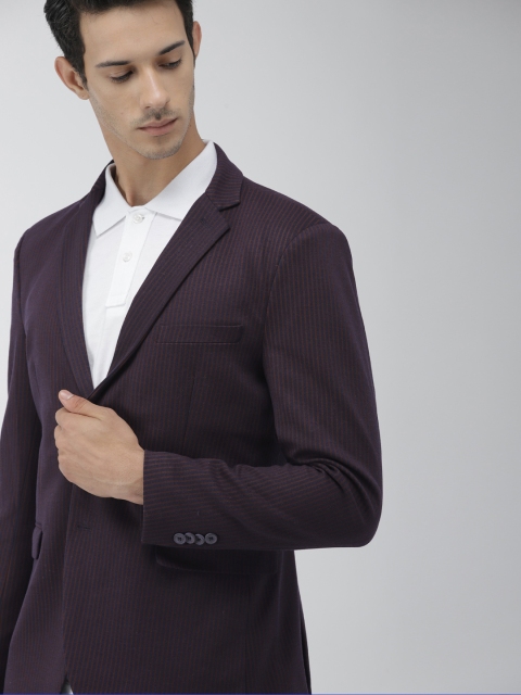 

Harvard Men Navy Blue & Red Striped Regular Fit Single-Breasted Casual Blazer
