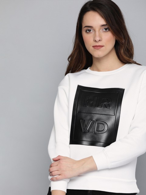 

Harvard Women White Applique Sweatshirt