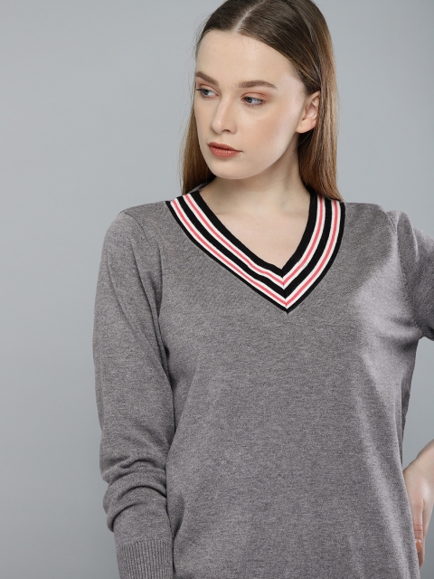 

Harvard Women Grey Solid Sweater