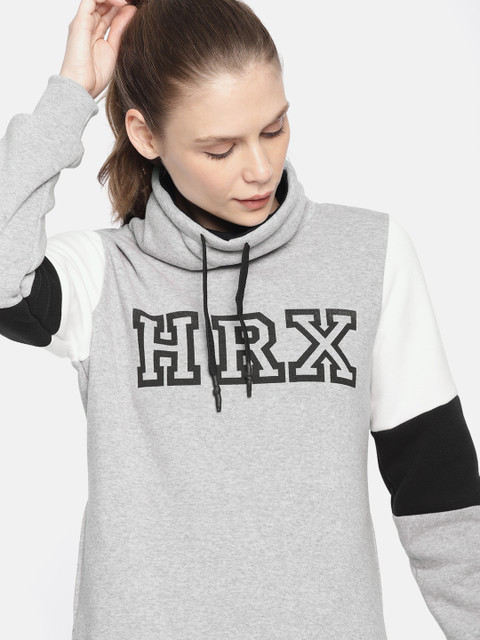 

HRX by Hrithik Roshan Women Grey Melange Printed Sweatshirt