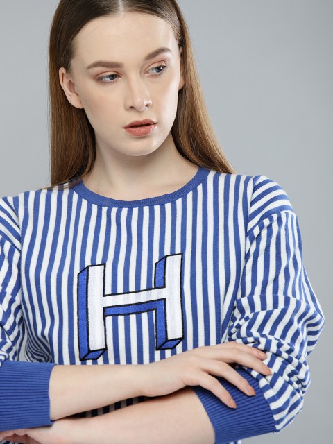 

Harvard Women Blue & White Striped Sweater