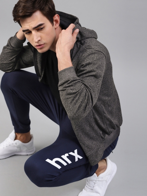 

HRX by Hrithik Roshan Active Men Charcoal Grey Solid Hooded Sweatshirts