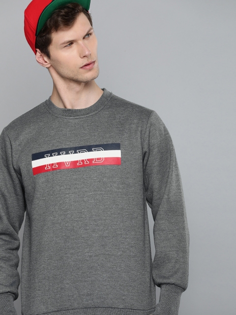 

Harvard Men Grey Solid Sweatshirt