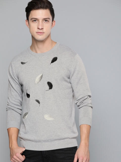 

Harvard Men Grey Embroidered Pullover Sweater