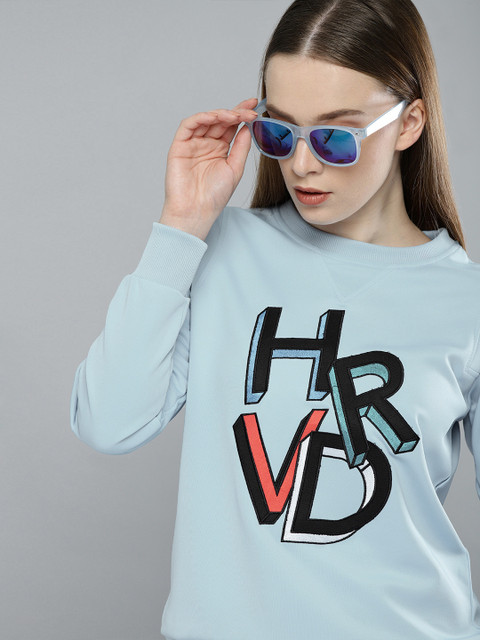 

Harvard Women Blue Embroidered Sweatshirt