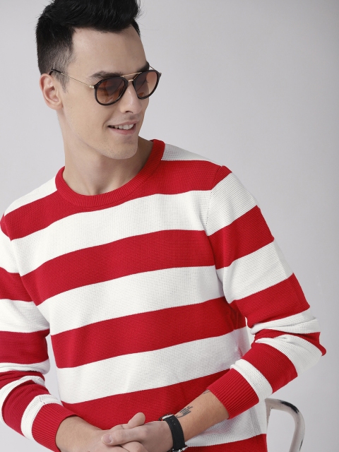 

Mast & Harbour Men Red & White Striped Sweater