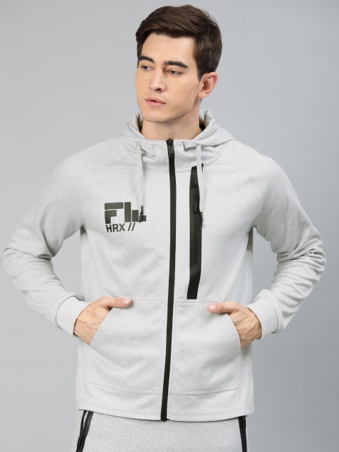 

HRX by Hrithik Roshan Men Grey Melange Solid Active Hooded Sweatshirts