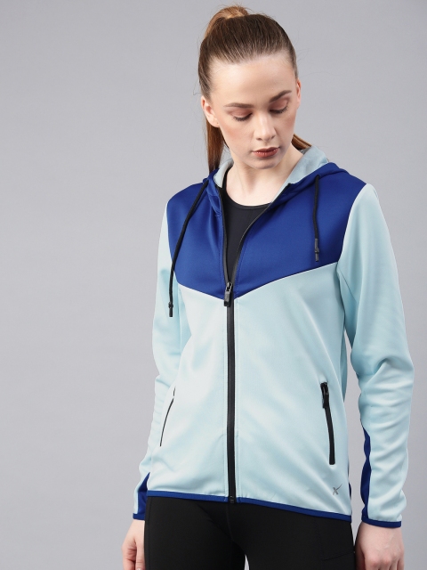 

HRX by Hrithik Roshan Women Active Blue Colourblocked Hooded Sweatshirt