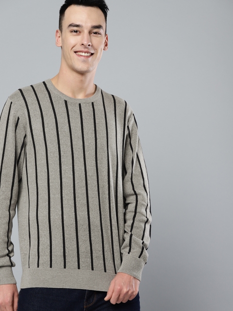 

Mast & Harbour Men Taupe & Black Striped Sweater