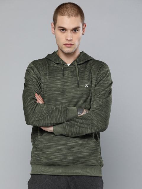 

HRX by Hrithik Roshan Active Men Olive Green Solid Hooded Sweatshirt