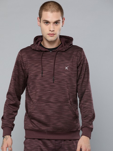 

HRX by Hrithik Roshan Men Burgundy Solid Hooded Sweatshirt