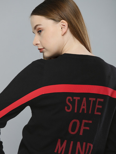 

Harvard Women Black & Red Woven Design Sweater