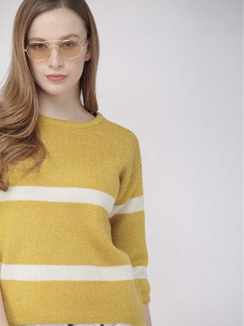 

Harvard Women Mustard & White Striped Sweater
