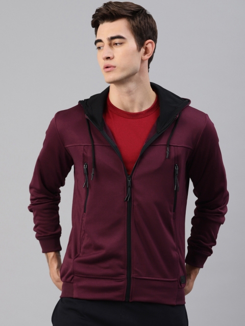 

HRX by Hrithik Roshan Active Men Maroon Solid Hooded Sweatshirts