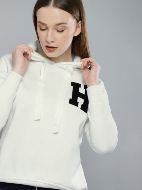 

Harvard Women White Printed Hooded Sweatshirt