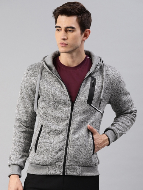 

HRX by Hrithik Roshan Men Grey Melange Solid Hooded Sweatshirt