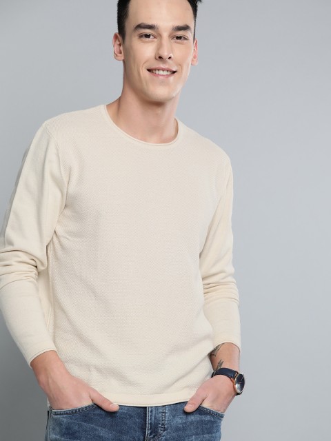

Mast & Harbour Men Off-White Self Design Pullover Sweater
