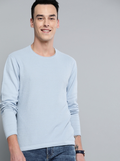 

Mast & Harbour Men Blue Self Design Pullover Sweater
