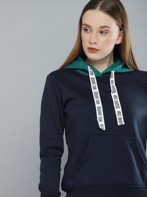 

Harvard Women Navy Blue Solid Hooded Pullover Sweatshirt