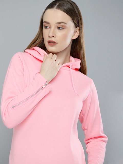

Harvard Women Pink Solid Hooded Sweatshirt
