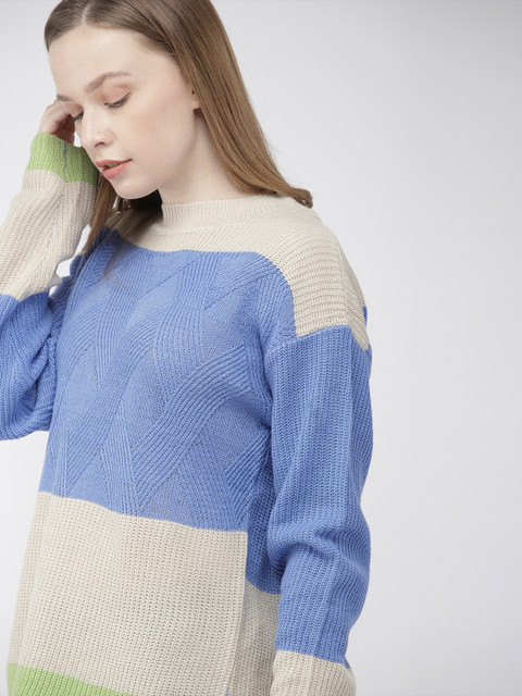

Harvard Women Blue & Off-White Colourblocked Sweater