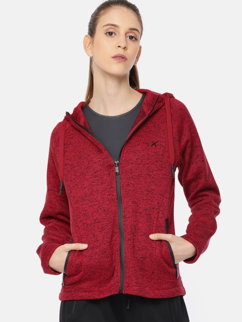 

HRX by Hrithik Roshan Women Red Solid Active Hooded Sweatshirt
