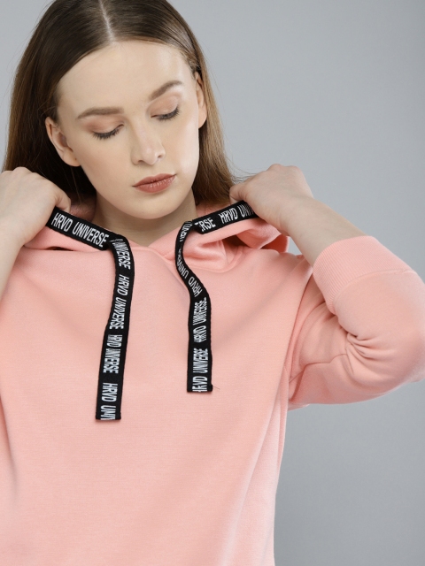 

Harvard Women Pink Solid Hooded Sweatshirt