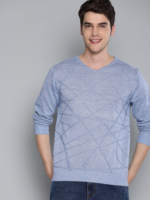 

Mast & Harbour Men Blue Self Design Pullover Sweater