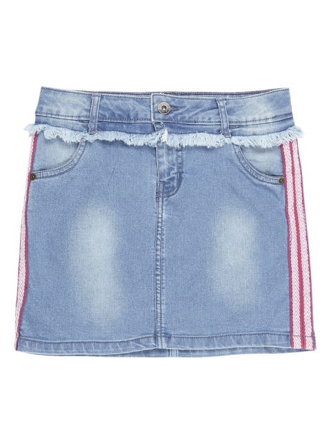 

Pantaloons Junior Girls Blue Solid Pencil Denim Pure Cotton Skirt