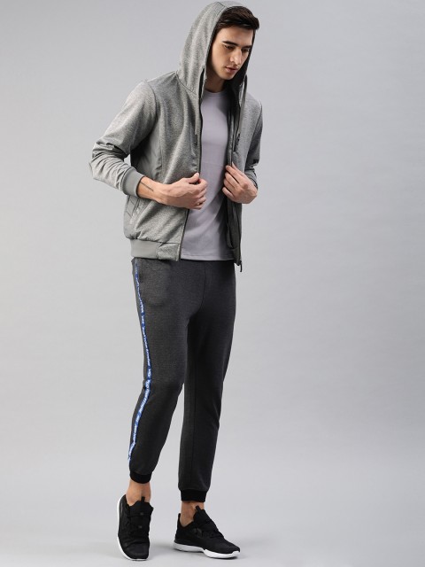 

HRX by Hrithik Roshan Men Grey Melange Active Solid Hooded Bomber Jacket