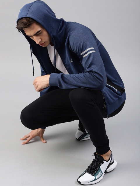 

HRX by Hrithik Roshan Men Blue Active Solid Hooded Bomber Jacket