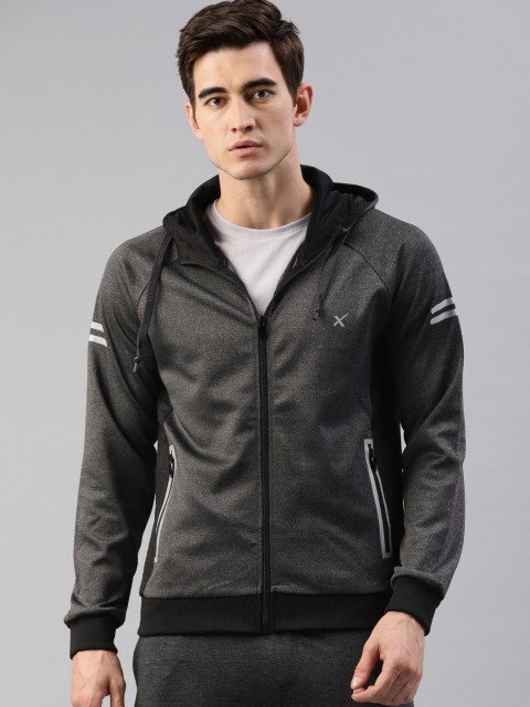 

HRX by Hrithik Roshan Men Charcoal Grey Active Solid Hooded Bomber Jacket