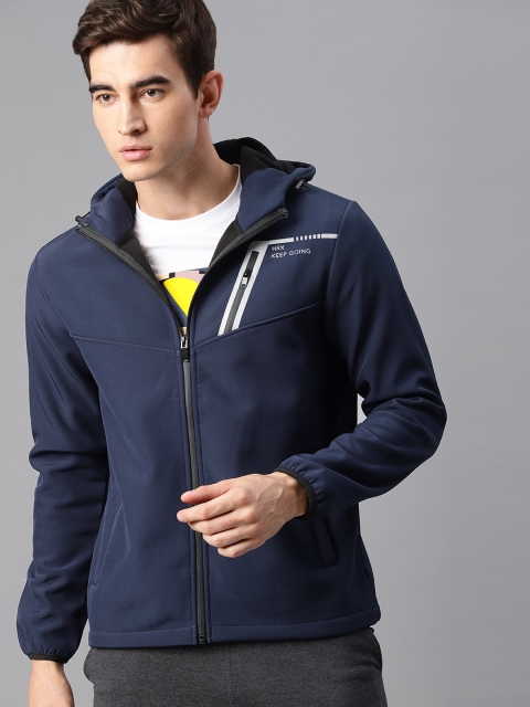 

HRX by Hrithik Roshan Men NAvy Blue Printed Outdoor Hooded Jacket