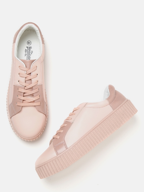 

The Roadster Lifestyle Co Women Peach-Coloured Colourblocked Flatforms Sneakers