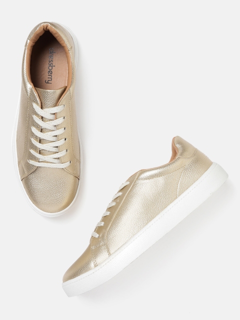 

DressBerry Women Gold-Toned Sneakers