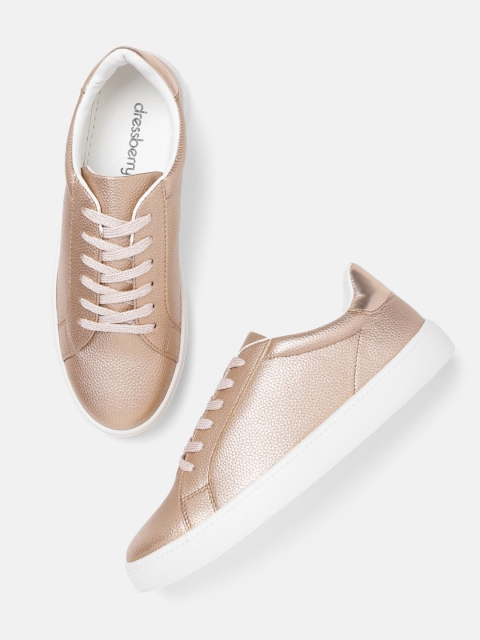 

DressBerry Women Rose Gold-Toned Sneakers