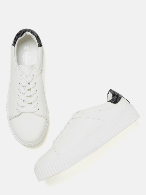 

Roadster Women White Solid Flatform Sneakers