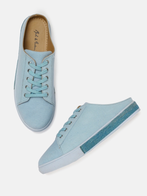 

Mast & Harbour Women Blue Solid Slip On Sneakers