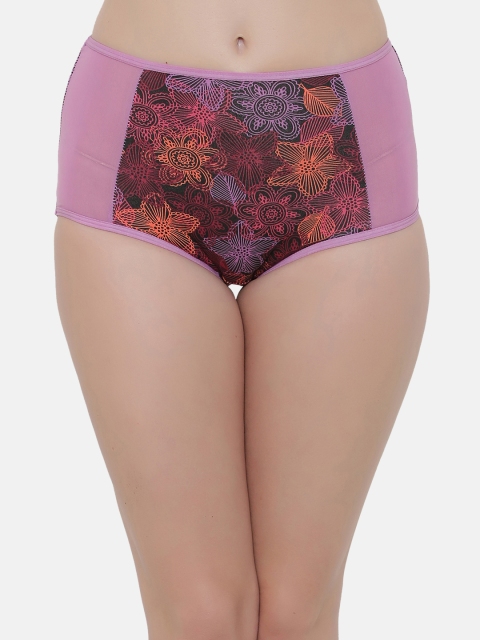 

Clovia Women Purple & Multicoloured Printed High Rise Hipster Briefs PN2532P12XL