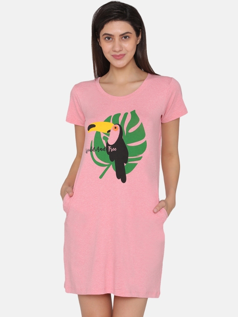 

Clovia Pink Printed Nightdress NS1179P22