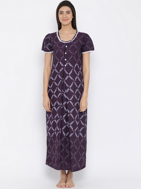 

Clovia Purple Printed Nightdress NS1199P15