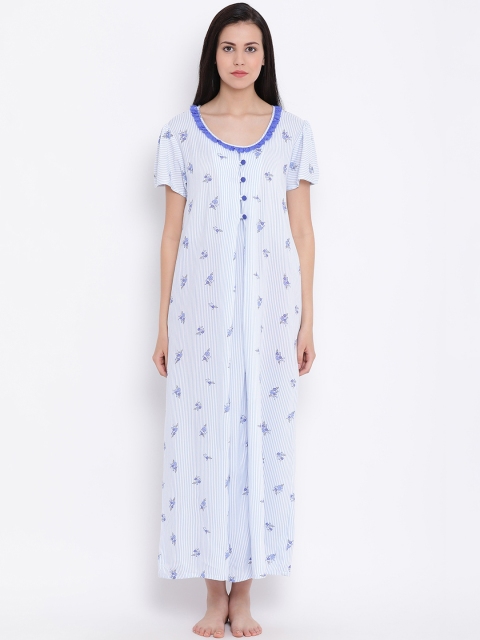 

Clovia Blue Printed Nightdress NS1117P03XL