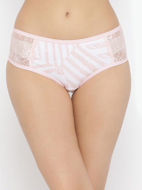 

Clovia Women Pink & White Printed Mid Rise Lace Hipster Briefs PN3197P22XL