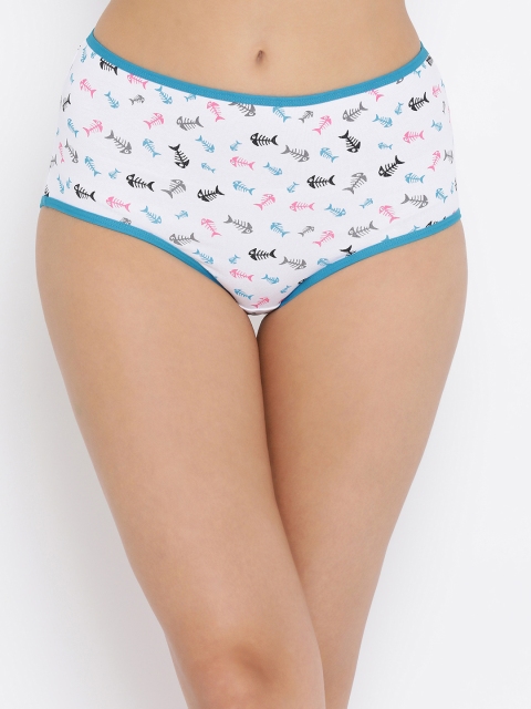 

Clovia Women White Printed Hipster Brief PN3182P18