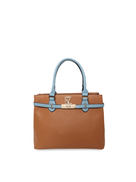 

Kazo Tan Brown Colourblocked Handheld Bag