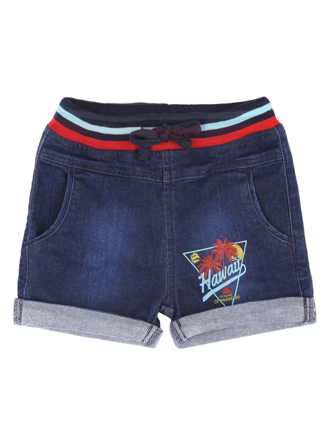 

Pantaloons Baby Boys Blue Solid Regular Fit Denim Shorts